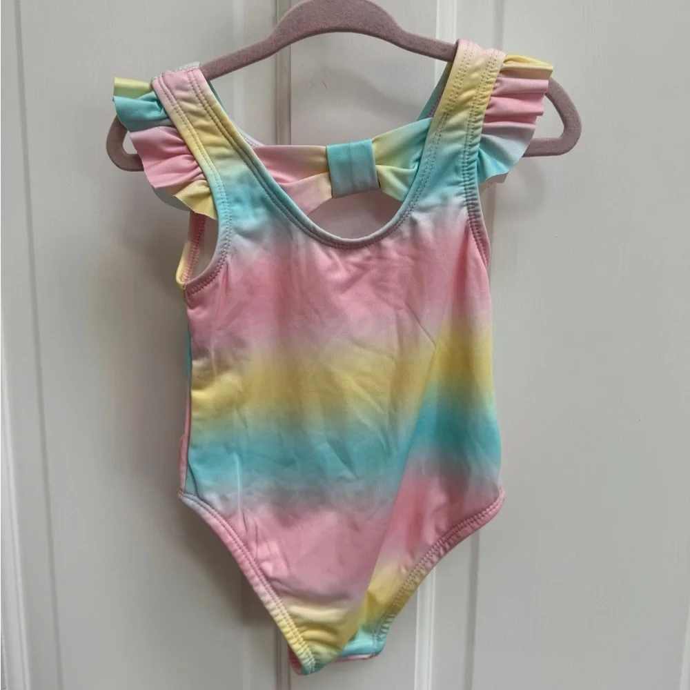 NWOT Penelope Mack LTD 24M Girls Rainbow Unicorn One Piece Bathingsuit Swimsuit